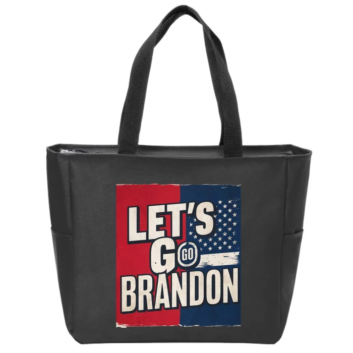 Let’S Go Brandon Conservative Us Flag Zip Tote Bag