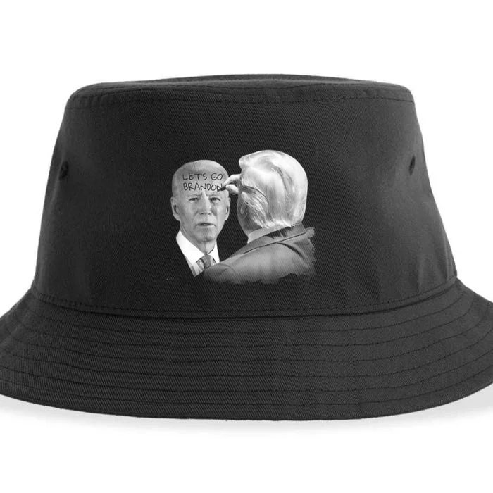 Let's Go Brandon Trump Writes On Biden's Forehead Sustainable Bucket Hat