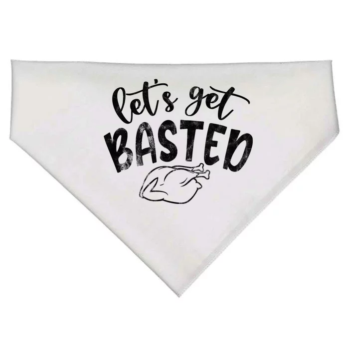 Let's Get Basted Funny Thanksgiving Turkey USA-Made Doggie Bandana