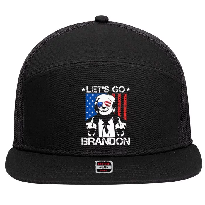 Let's Go Brandon Trump Middle Finger Flag 7 Panel Mesh Trucker Snapback Hat