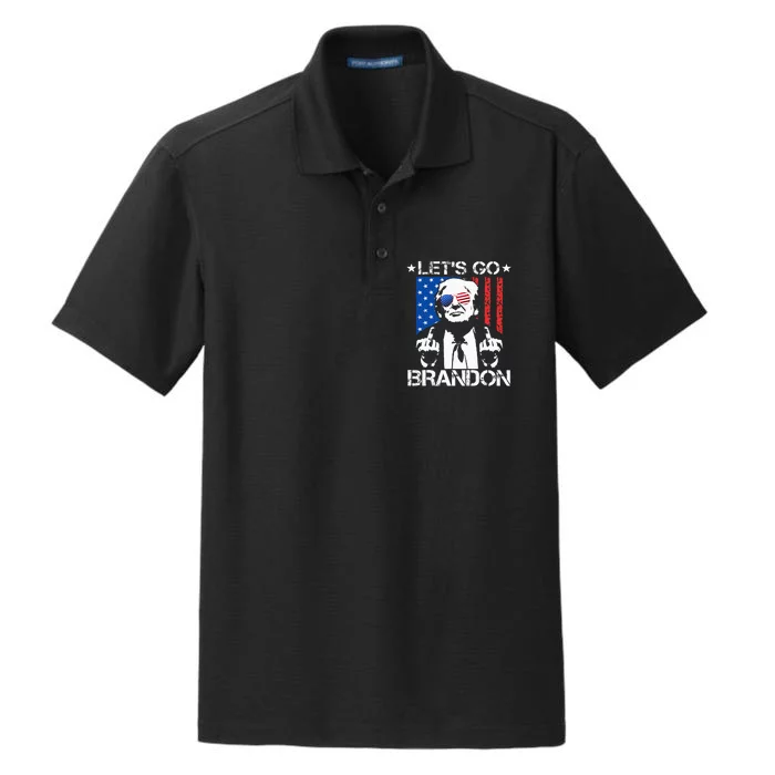 Let's Go Brandon Trump Middle Finger Flag Dry Zone Grid Performance Polo