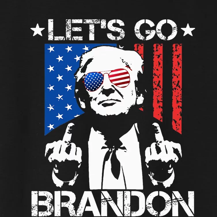 Let's Go Brandon Trump Middle Finger Flag Women's Crop Top Tee