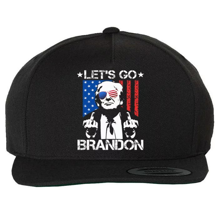 Let's Go Brandon Trump Middle Finger Flag Wool Snapback Cap