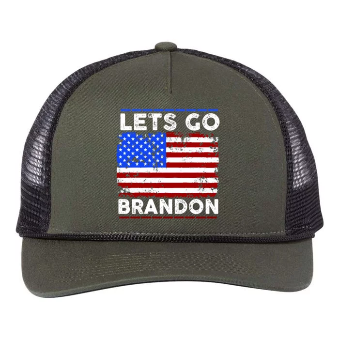 Lets Go Brandon USA Flag LGB United States Retro Rope Trucker Hat Cap