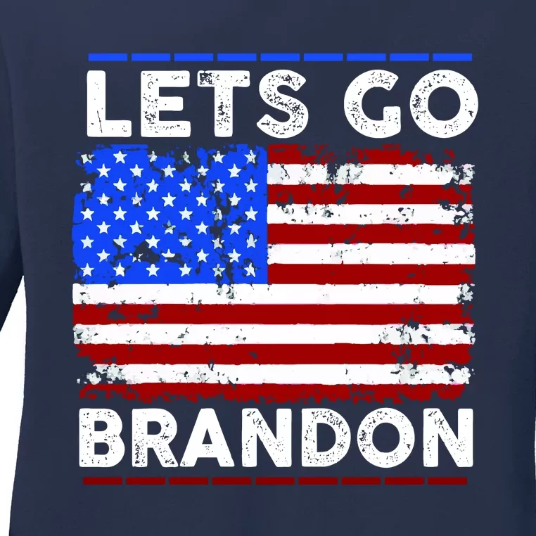 Lets Go Brandon USA Flag LGB United States Ladies Long Sleeve Shirt