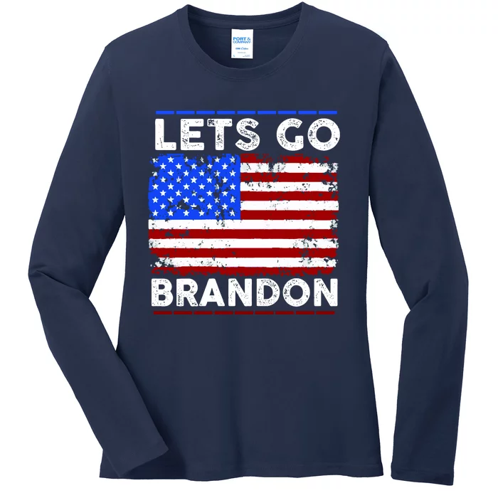 Lets Go Brandon USA Flag LGB United States Ladies Long Sleeve Shirt