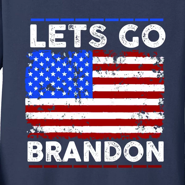 Lets Go Brandon USA Flag LGB United States Kids Long Sleeve Shirt