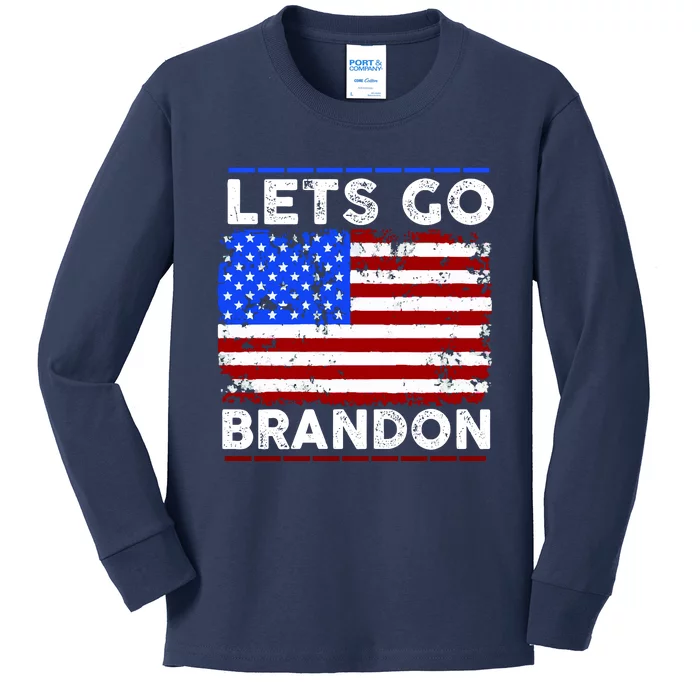 Lets Go Brandon USA Flag LGB United States Kids Long Sleeve Shirt