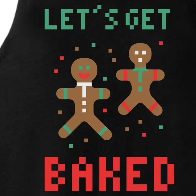 Let's Get Baked Gingerbread Cookie Funny Christmas Ladies Tri-Blend Wicking Tank