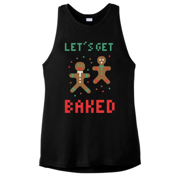 Let's Get Baked Gingerbread Cookie Funny Christmas Ladies Tri-Blend Wicking Tank