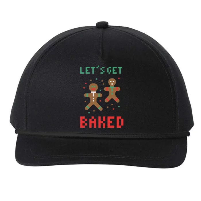 Let's Get Baked Gingerbread Cookie Funny Christmas Snapback Five-Panel Rope Hat