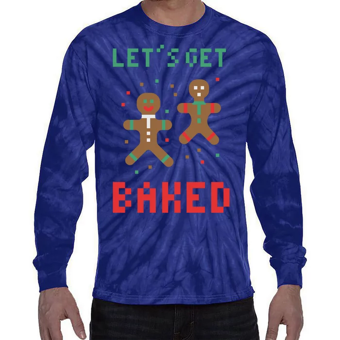 Let's Get Baked Gingerbread Cookie Funny Christmas Tie-Dye Long Sleeve Shirt