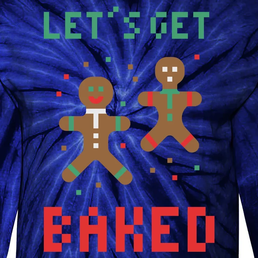 Let's Get Baked Gingerbread Cookie Funny Christmas Tie-Dye Long Sleeve Shirt