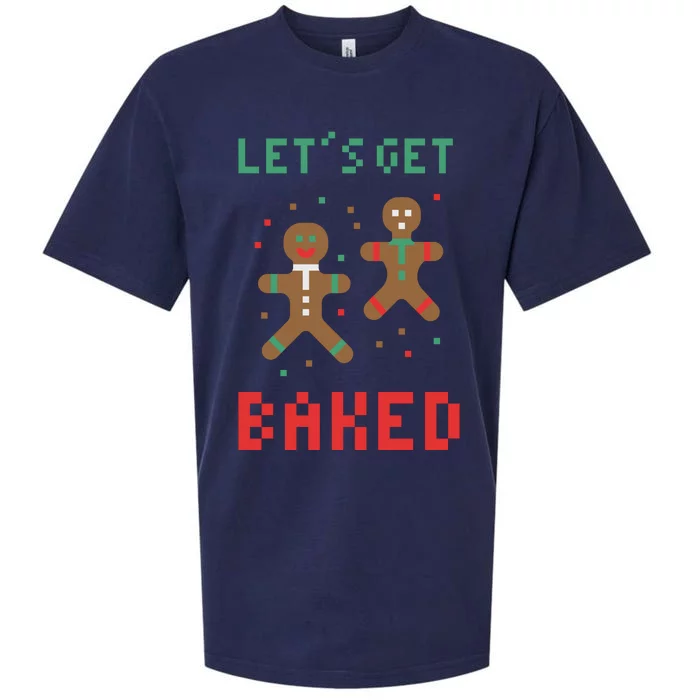 Let's Get Baked Gingerbread Cookie Funny Christmas Sueded Cloud Jersey T-Shirt