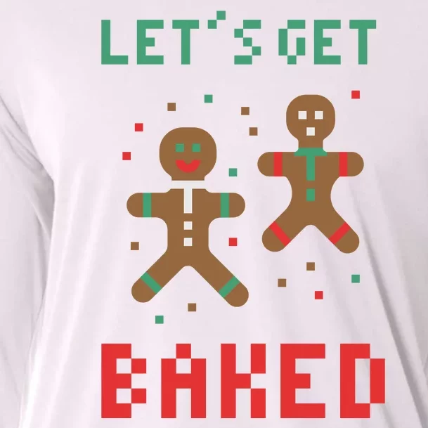 Let's Get Baked Gingerbread Cookie Funny Christmas Cooling Performance Long Sleeve Crew