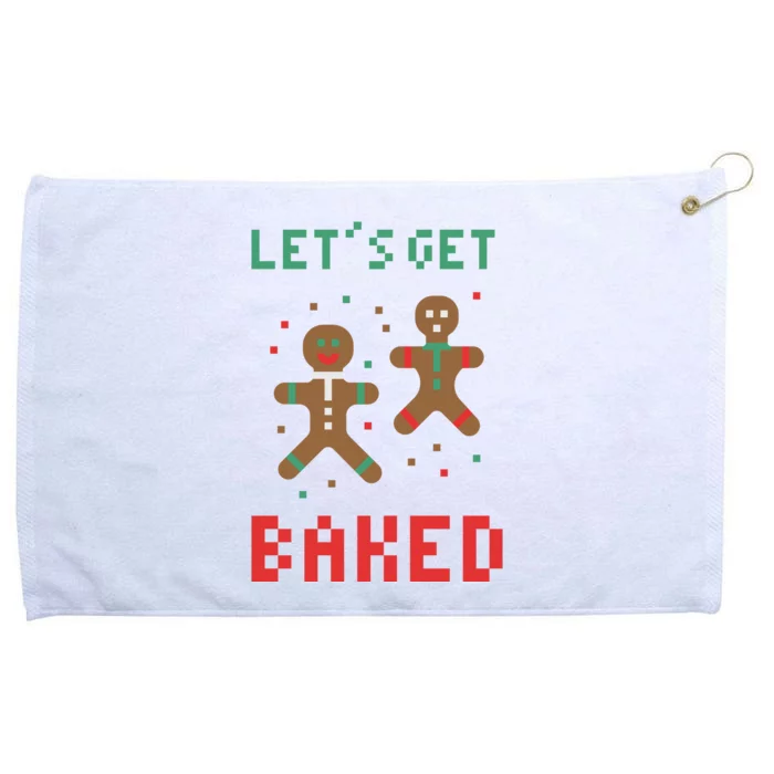 Let's Get Baked Gingerbread Cookie Funny Christmas Grommeted Golf Towel