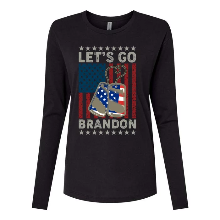 Lets Go Brandon Funny Anti Biden Us Flag Womens Cotton Relaxed Long Sleeve T-Shirt