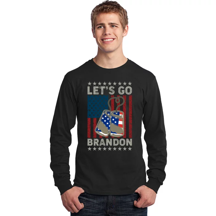 Lets Go Brandon Funny Anti Biden Us Flag Long Sleeve Shirt