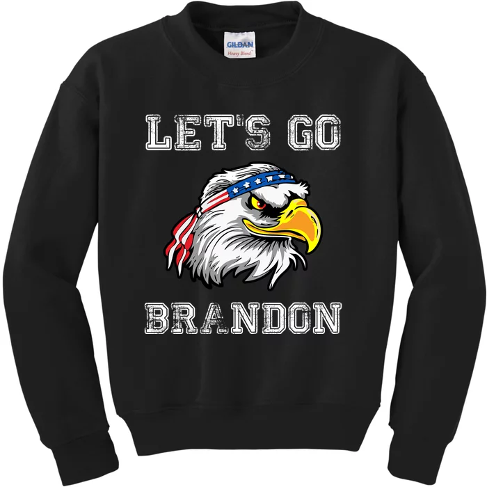 Let's Go Brandon Impeach President Funny Costume Eagle American Flag Kids Sweatshirt