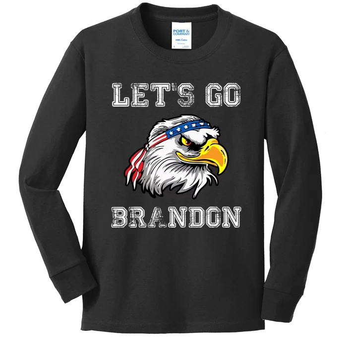 Let's Go Brandon Impeach President Funny Costume Eagle American Flag Kids Long Sleeve Shirt