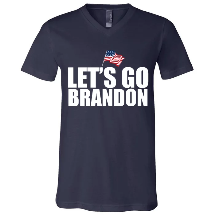 Let's Go Brandon Waving American Flag V-Neck T-Shirt