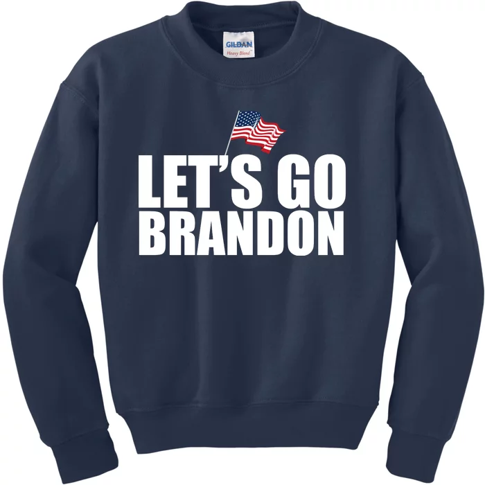 Let's Go Brandon Waving American Flag Kids Sweatshirt