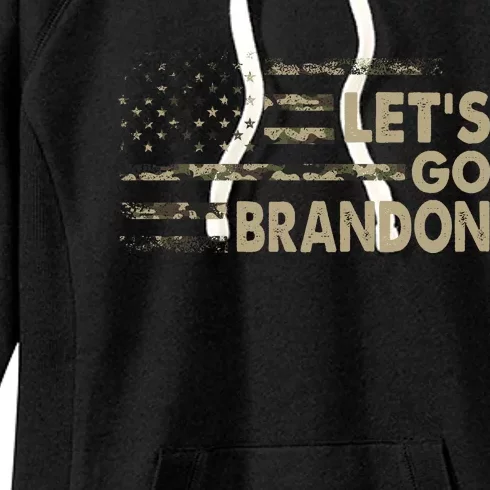 Lets Go Brandon Funny Anti Biden Us Flag Women's Fleece Hoodie