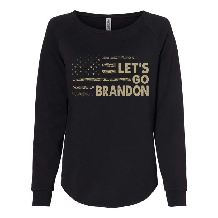 Lets Go Brandon Funny Anti Biden Us Flag Womens California Wash Sweatshirt