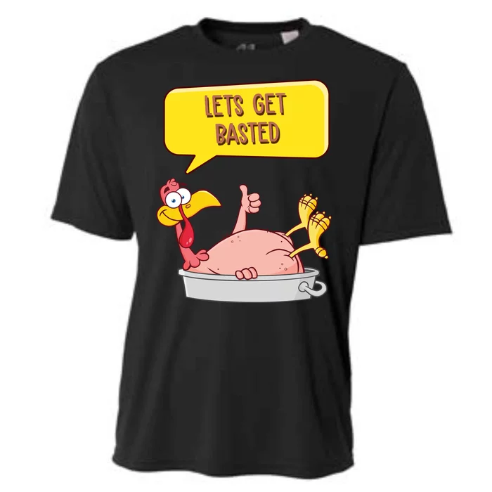 Lets Get Basted Funny Thanksgiving Turkey Cooling Performance Crew T-Shirt