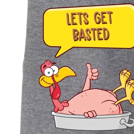 Lets Get Basted Funny Thanksgiving Turkey Doggie 3-End Fleece Hoodie