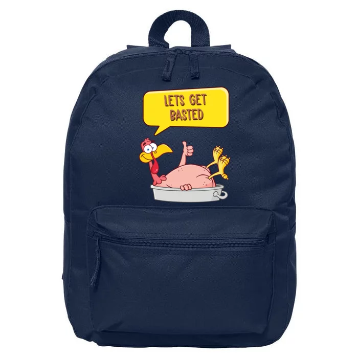 Lets Get Basted Funny Thanksgiving Turkey 16 in Basic Backpack