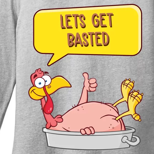 Lets Get Basted Funny Thanksgiving Turkey Womens CVC Long Sleeve Shirt