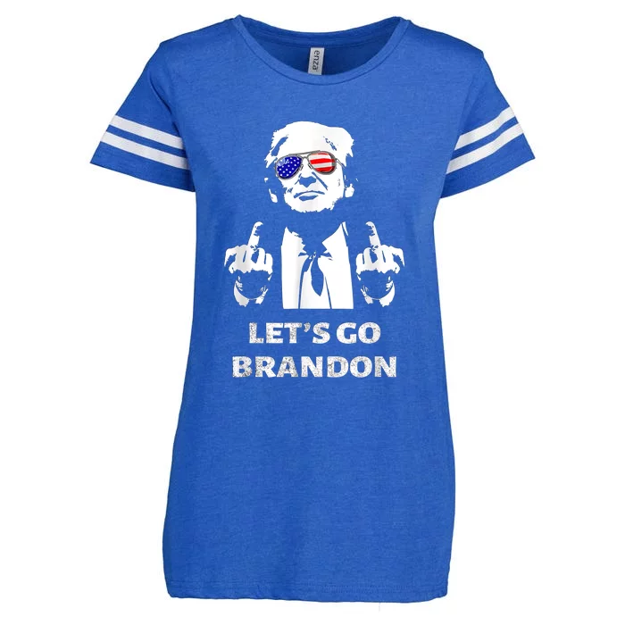 Let's Go Brandon Trump Middle Finger Enza Ladies Jersey Football T-Shirt