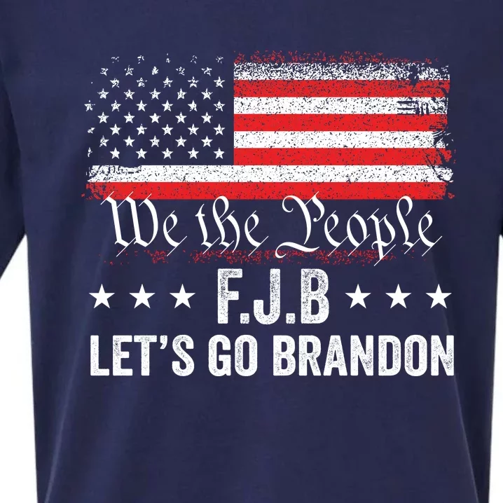 Lets Go Brandon Funny Anti Biden Us Flag Sueded Cloud Jersey T-Shirt