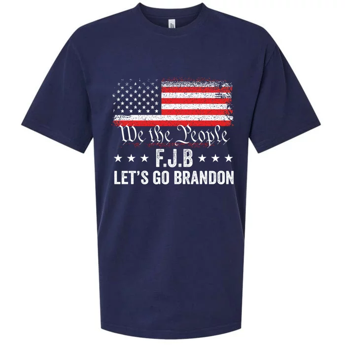 Lets Go Brandon Funny Anti Biden Us Flag Sueded Cloud Jersey T-Shirt