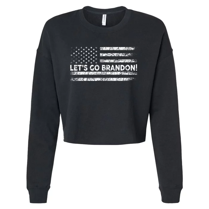 LetS Go Brandon Joe Biden Chant Impeach Biden Usa Flag Cropped Pullover Crew