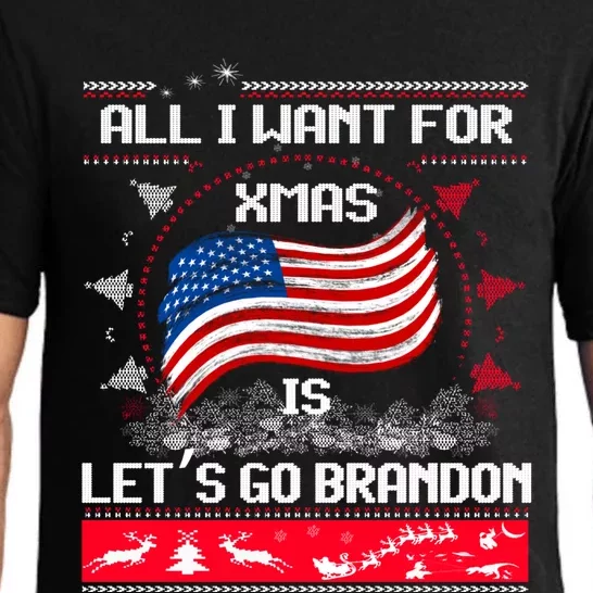 Lets Go Brandon Ugly Christmas Sweater Us Flag Brandon Xmas Great Gift Pajama Set