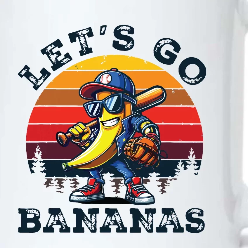 Lets Go Bananas Banana Playing Baseball Baseball Player Gift Black Color Changing Mug