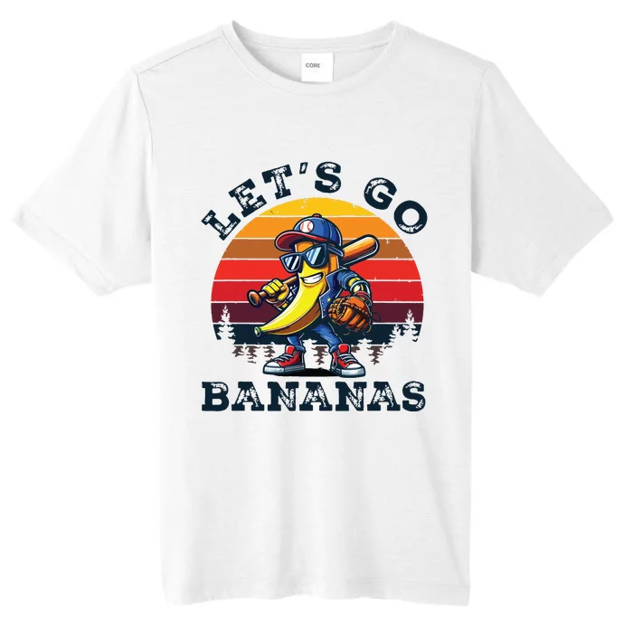 Lets Go Bananas Banana Playing Baseball Baseball Player Gift ChromaSoft Performance T-Shirt