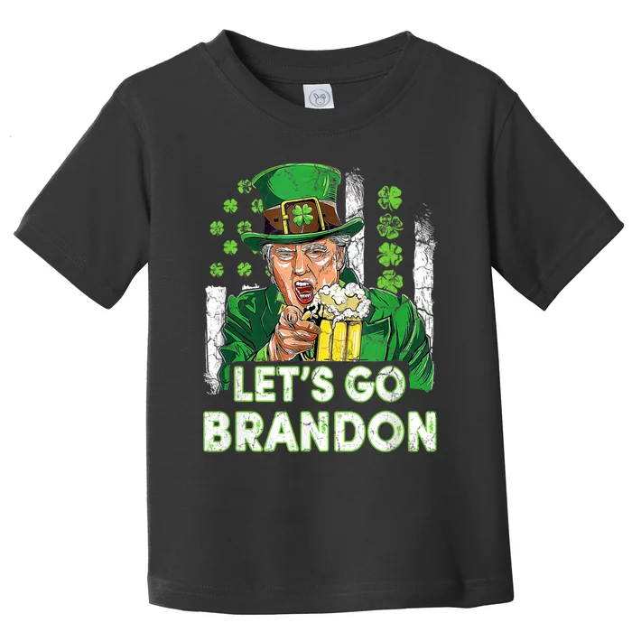 Lets Go Brandon St Patrick's Day Trump Beer And America Flag Toddler T-Shirt