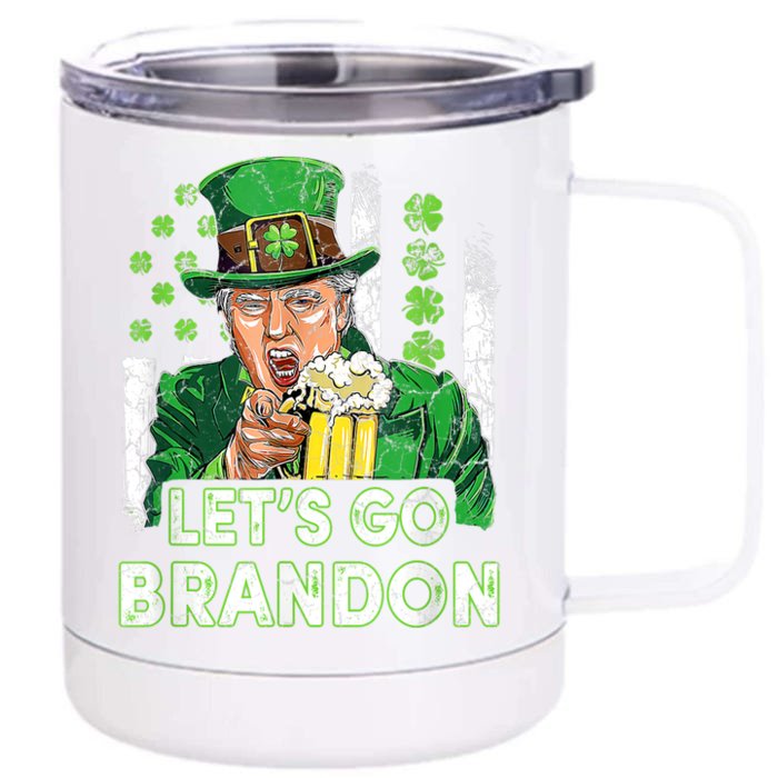 Lets Go Brandon St Patrick's Day Trump Beer And America Flag Front & Back 12oz Stainless Steel Tumbler Cup