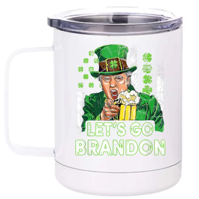 Lets Go Brandon St Patrick's Day Trump Beer And America Flag Front & Back 12oz Stainless Steel Tumbler Cup