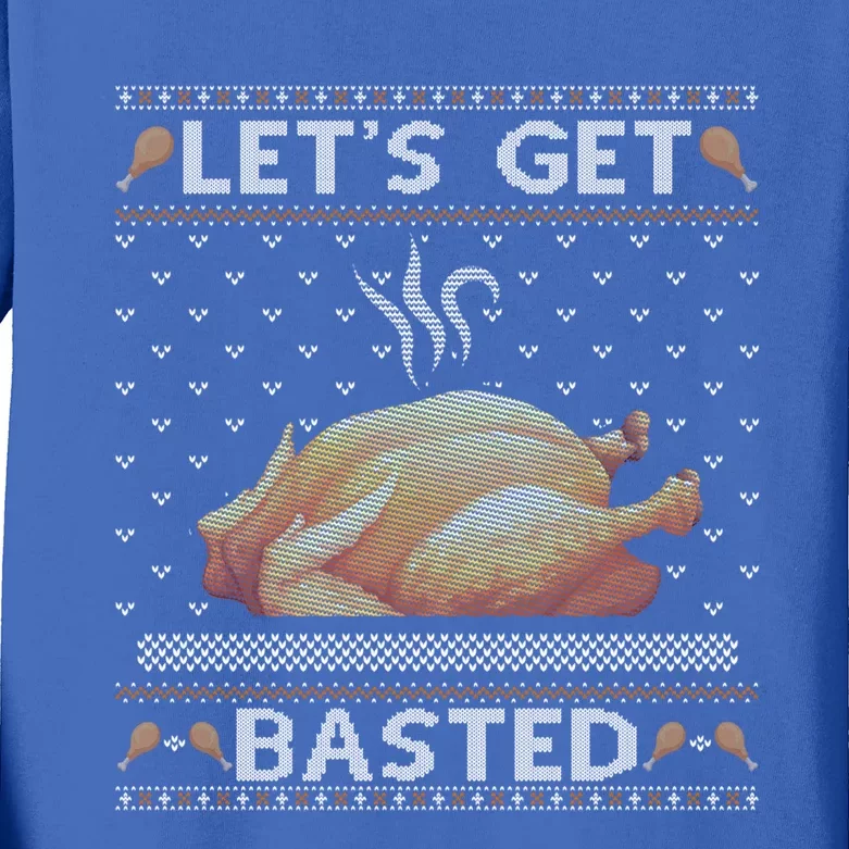 Lets Get Basted Turkey Fall Vibes Ugly Thanksgiving Sweater Gift Kids Long Sleeve Shirt