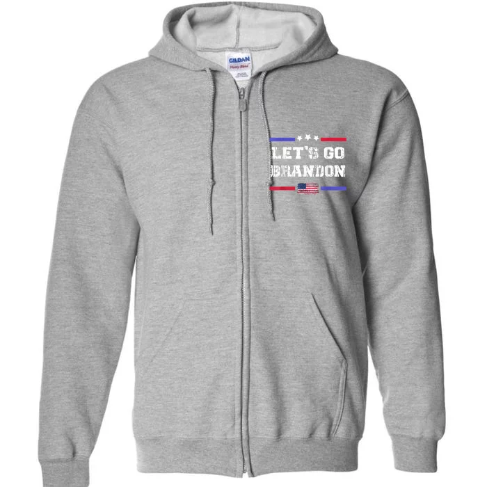 Let's Go Brandon Conservative Anti Liberal US Flag Full Zip Hoodie