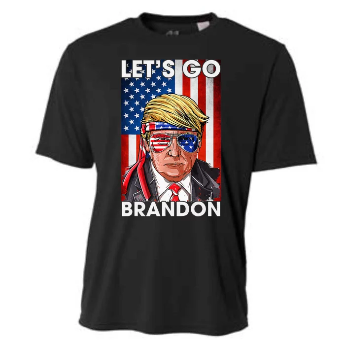 Lets Go Brandon American Flag Trump 4th Of July Patriotic Cooling Performance Crew T-Shirt