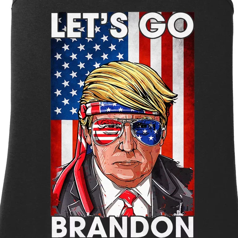 Lets Go Brandon American Flag Trump 4th Of July Patriotic Ladies Essential Tank