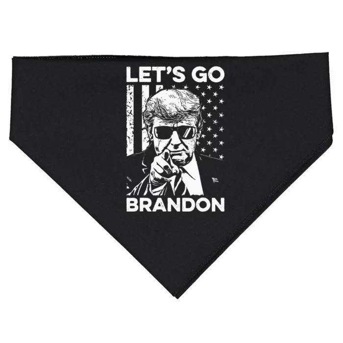 Let’s Go Brandon Conservative USA Flag Funny Donal Trump USA-Made Doggie Bandana