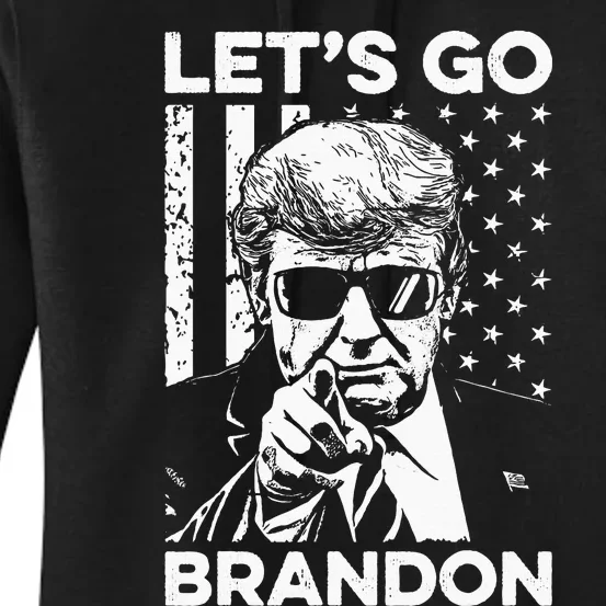 Let’s Go Brandon Conservative USA Flag Funny Donal Trump Women's Pullover Hoodie