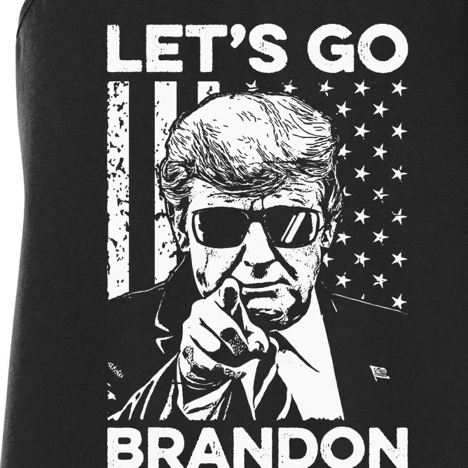 Let’s Go Brandon Conservative USA Flag Funny Donal Trump Women's Racerback Tank