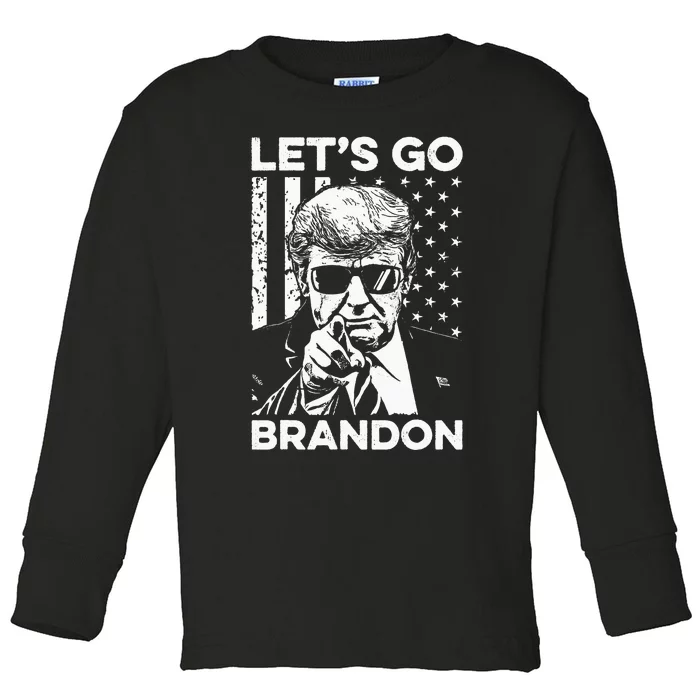 Let’s Go Brandon Conservative USA Flag Funny Donal Trump Toddler Long Sleeve Shirt